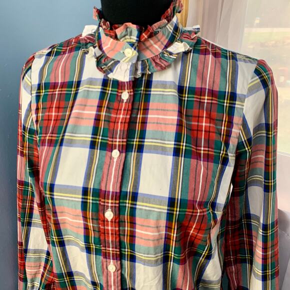 J. Crew Ruffleneck Classic-fit Boy Shirt in Snowy Stewart Tartan Size XS - Picture 3 of 8